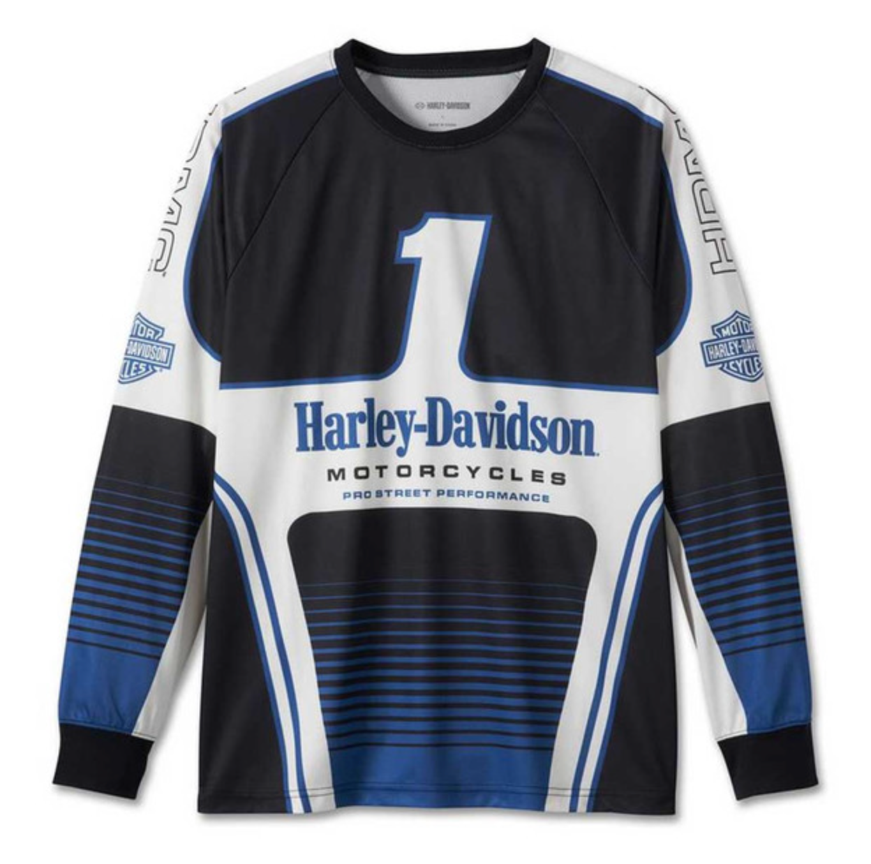 Harley-Davidson® Men's #1 Racing Long Sleeve Jersey Shirt - Blue
