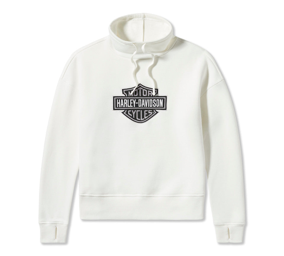 Women's Essential Bar & Shield Funnel Neck Pullover - Cloud Dancer