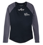 Women's Timeless Silver Wing Henley - Colorblocked - Black Beauty