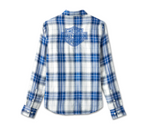 Women's Bar & Shield Long Sleeve Plaid Shirt - YD Plaid - Cloud Dancer