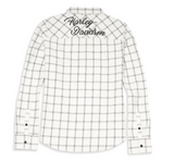 Women's Silver Wing Script Font Two Pocket Plaid Flannel Shirt