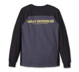 Men's Trophy Bar & Shield Long Sleeve Henley - Colorblocked - Harley Black