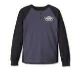 Men's Trophy Bar & Shield Long Sleeve Henley - Colorblocked - Harley Black