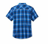 Men's Backing It In Short Sleeve Plaid Shirt - Blue Plaid