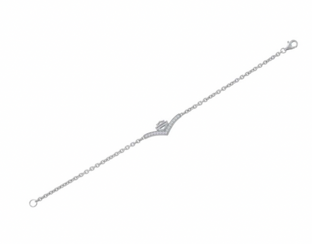 Harley-Davidson® Women's Chevron Embellished B&S Chain Bracelet, Silver