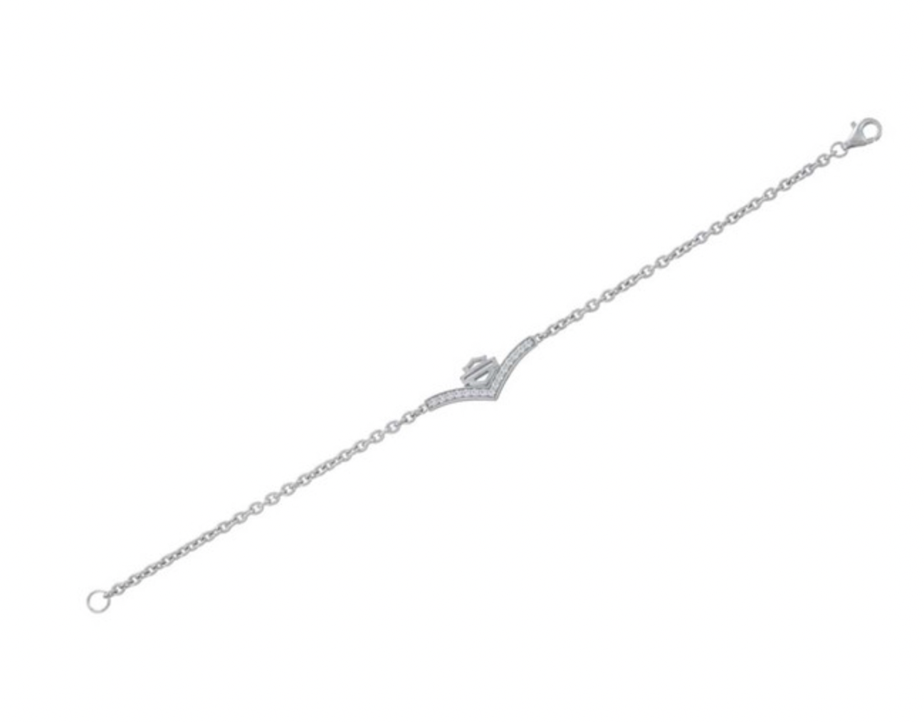 Harley-Davidson® Women's Chevron Embellished B&S Chain Bracelet, Silver