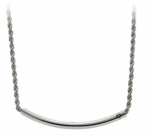 Harley-Davidson® Women's B&S Bar Rope Chain Adjustable Necklace - Stainless Steel