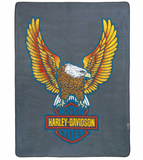 Harley-Davidson® Folding Fleece Blanket, Vibrant Bar & Shield Eagle - Gray