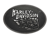 Harley-Davidson® Men's Winged Motorcycle Belt Buckle, Polished Silver Finish