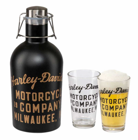 Harley-Davidson® Stainless Steel 50 oz. Growler Set w/ Two 16 oz. Pint Glasses