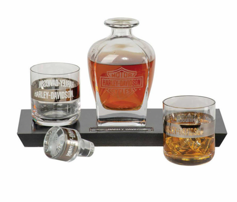 Harley-Davidson® Bar & Shield Logo Glass Decanter & Whiskey Glasses Set - 23 oz.