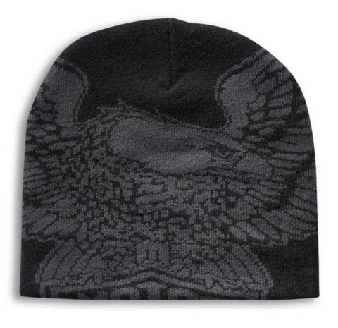 Harley-Davidson® Men's Bald Eagle Winter Knit Beanie Cap - Black