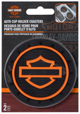 Harley-Davidson Silhouette Bar & Shield Logo Auto Car Coasters in Orange/Black