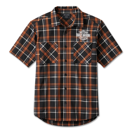 Men's Spirit of Freedom Performance Short Sleeve Shirt - Orange Plaid