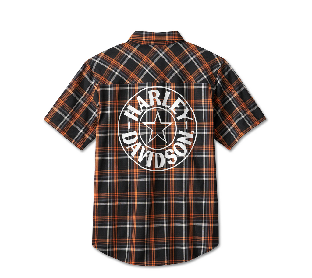 Men's Spirit of Freedom Performance Short Sleeve Shirt - Orange Plaid