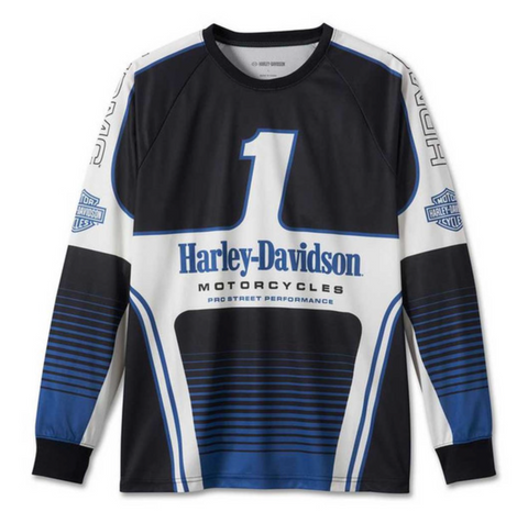 Harley-Davidson® Men's #1 Racing Long Sleeve Jersey Shirt - Blue 96062-24VM