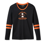 Women's First-Class Long Sleeve Raglan Top - Colorblock - Harley Black & Harley Orange