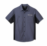 Men's H-D TECH Milwaukee Short Sleeve Shirt - Colorblock - Harley Black & Ombre Blue