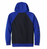 Men's Old English Stacked Bar & Shield Raglan Hoodie - Colorblocked - Ombre Blue & Harley Black