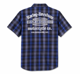 Men's Staple Short Sleeve Shirt - Plaid - Harley Black & Ombre Blue