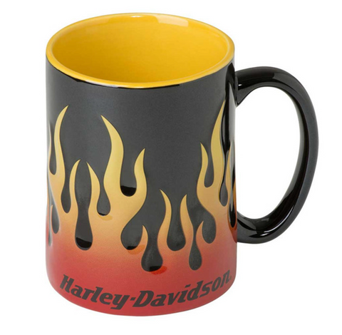 Harley-Davidson® Core Sculpted Flames Coffee Mug, 15 oz. - Black