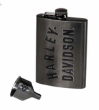 Harley-Davidson® Embossed H-D Flask, Matte Black Stainless Steel - 8 oz.