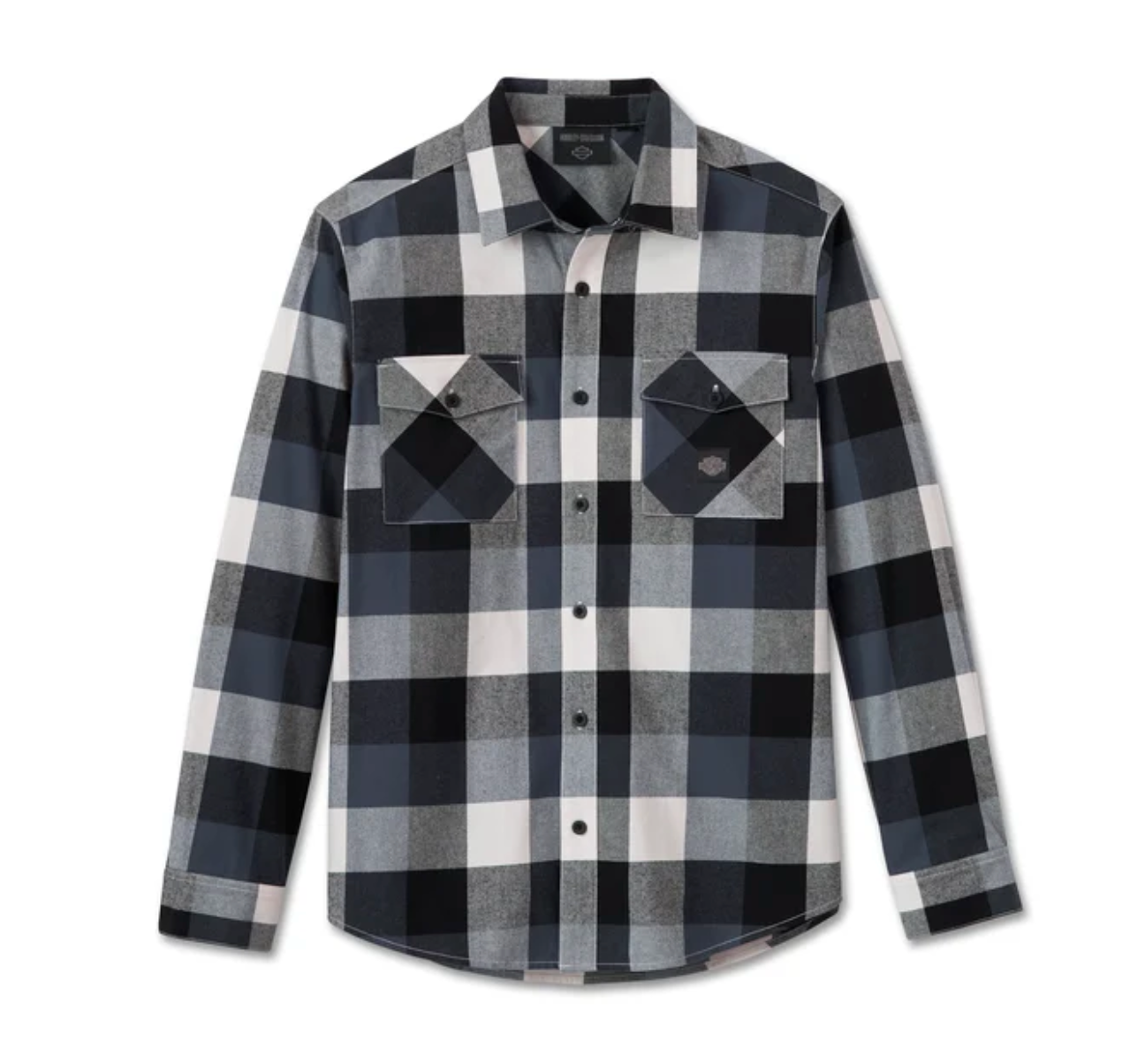 Essence Long Sleeve Flannel Shirt - Plaid - Harley Black & Ombre Blue