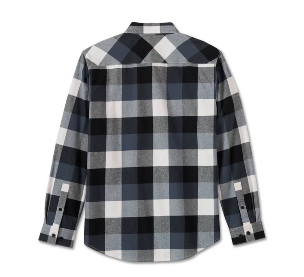 Essence Long Sleeve Flannel Shirt - Plaid - Harley Black & Ombre Blue