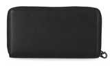 Women's Classic Leather Zip Around with Wristlet Wallet Black - Black