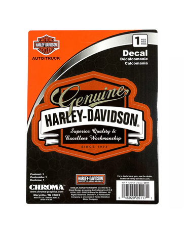 Harley-Davidson® Genuine H-D Banner Decal - Black/Orange/Cream 6 ’’ X 8 ’’