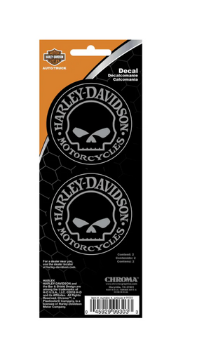 Harley-Davidson® Willie G 2-Piece Skull Decals - 8" x 3"