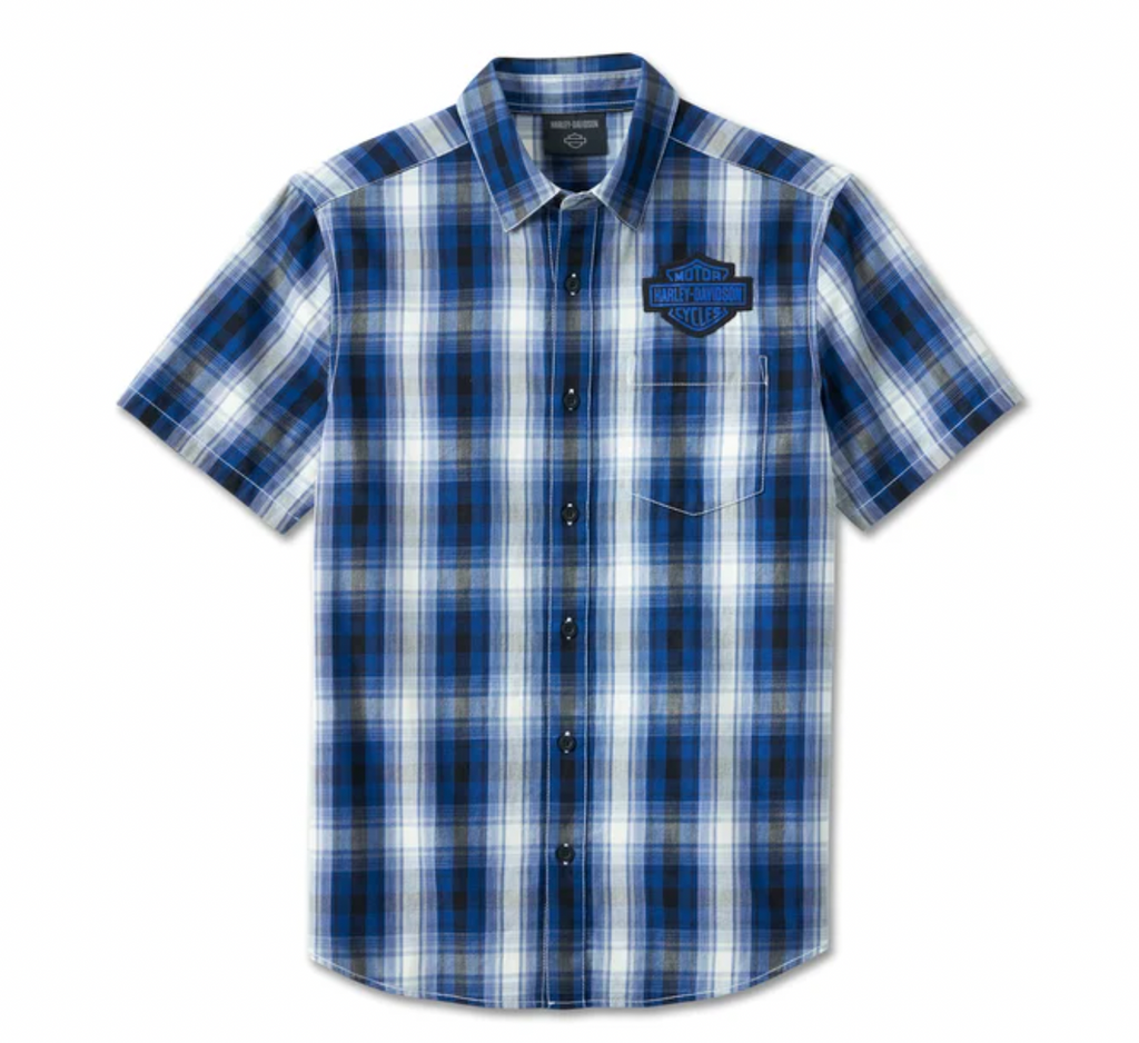 Men's Bar & Shield Short Sleeve Plaid Shirt
