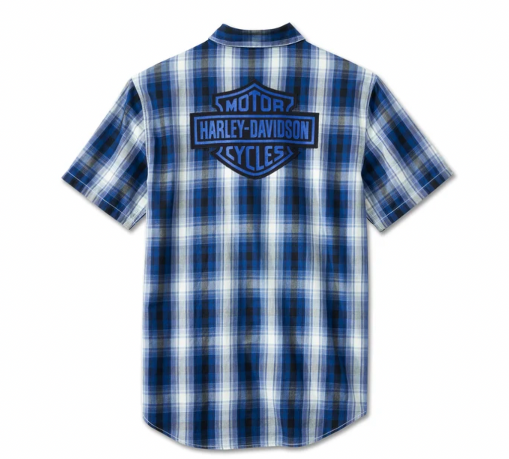 Men's Bar & Shield Short Sleeve Plaid Shirt