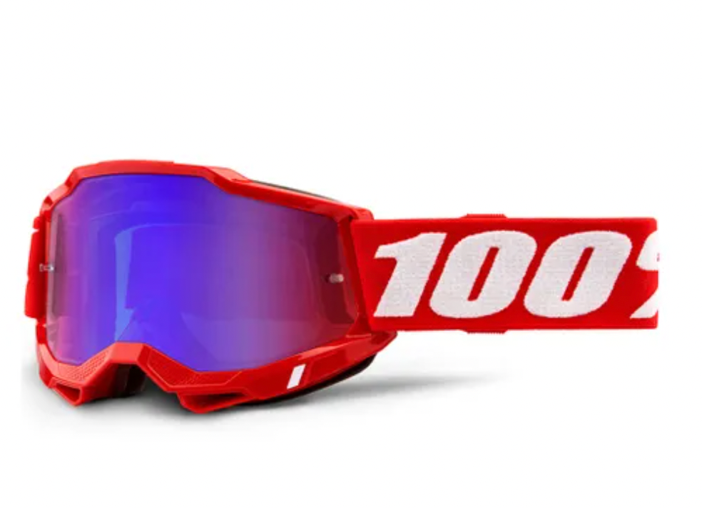 100% Accuri 2 Goggle Neon Red Mirror Red/Blue Lens