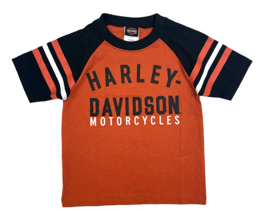 Harley-Davidson® Little Boys' Knit Raglan Short Sleeve Tee - Orange