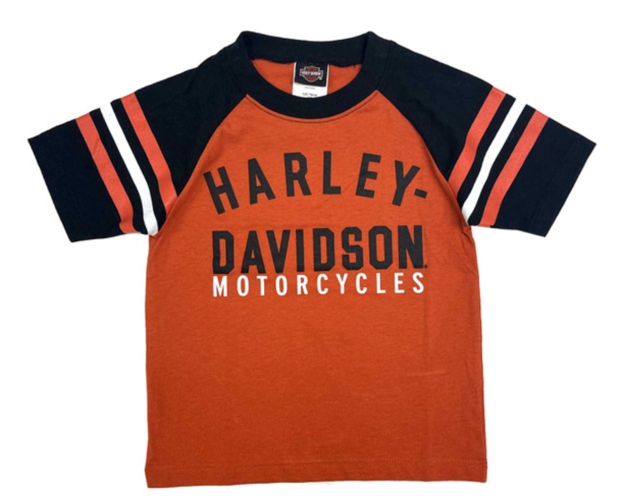 Harley-Davidson® Little Boys' Knit Raglan Short Sleeve Tee - Orange
