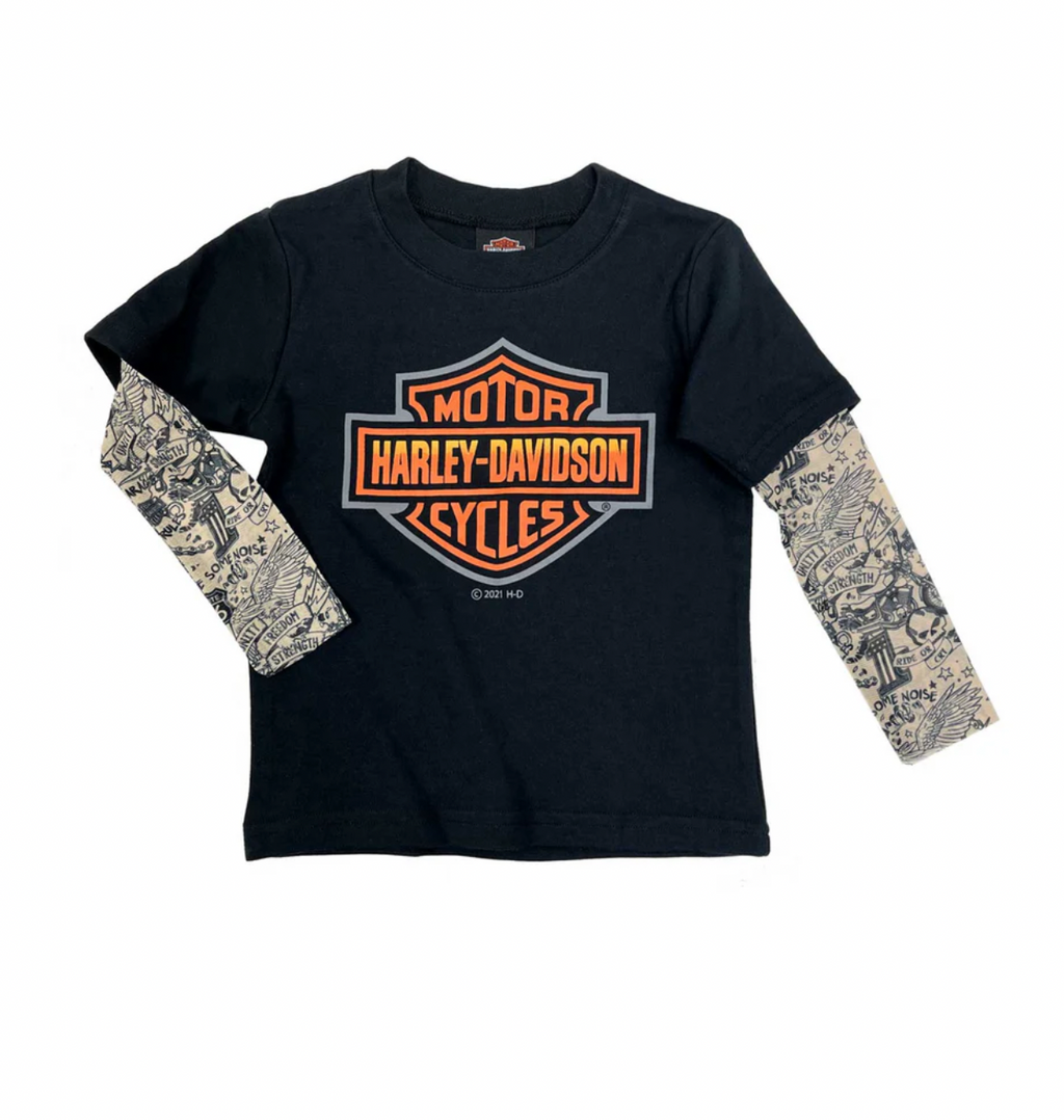Harley-Davidson® Little Boys' Bar & Shield Mesh Tattoo Long Sleeve Tee