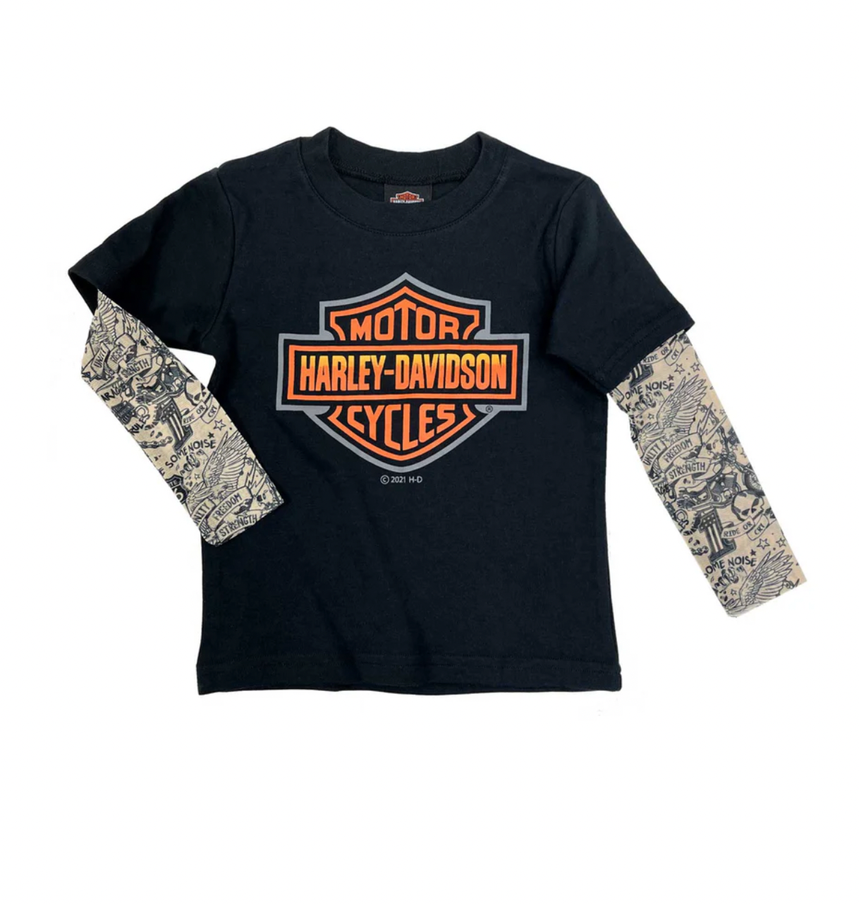 Harley-Davidson® Little Boys' Bar & Shield Mesh Tattoo Long Sleeve Tee