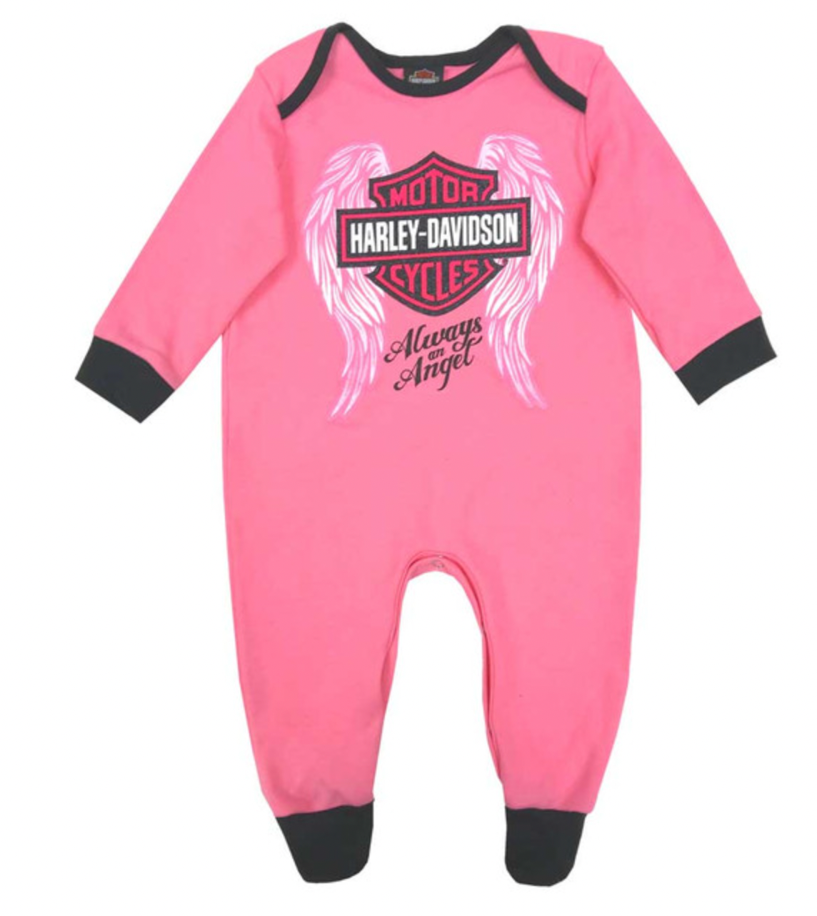 Harley-Davidson® Baby Girls' Glittery Interlock Footed Coveralls, Pink