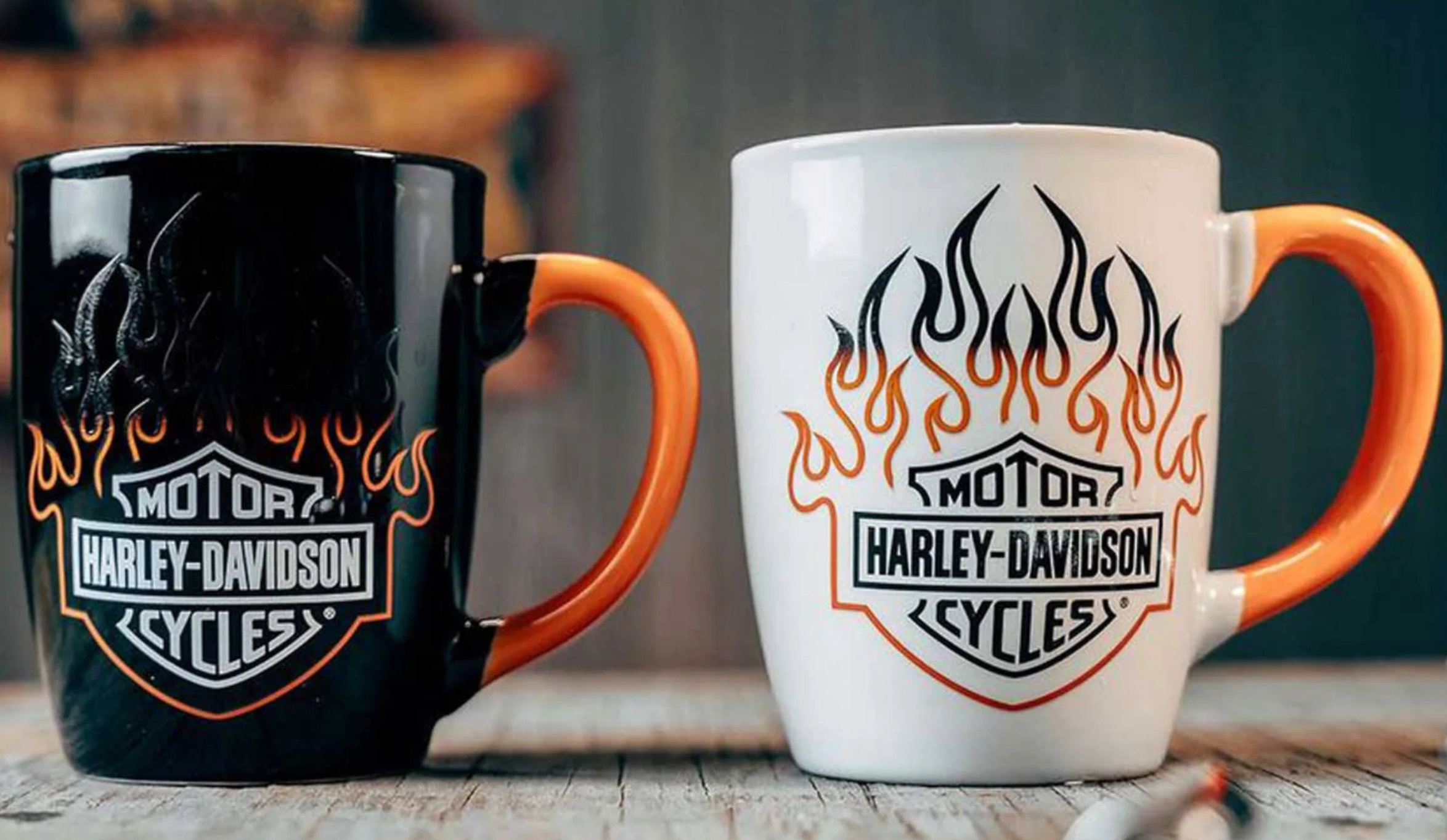 Harley-Davidson® Bar & Shield Flames Ceramic Mug Set - 15 oz.