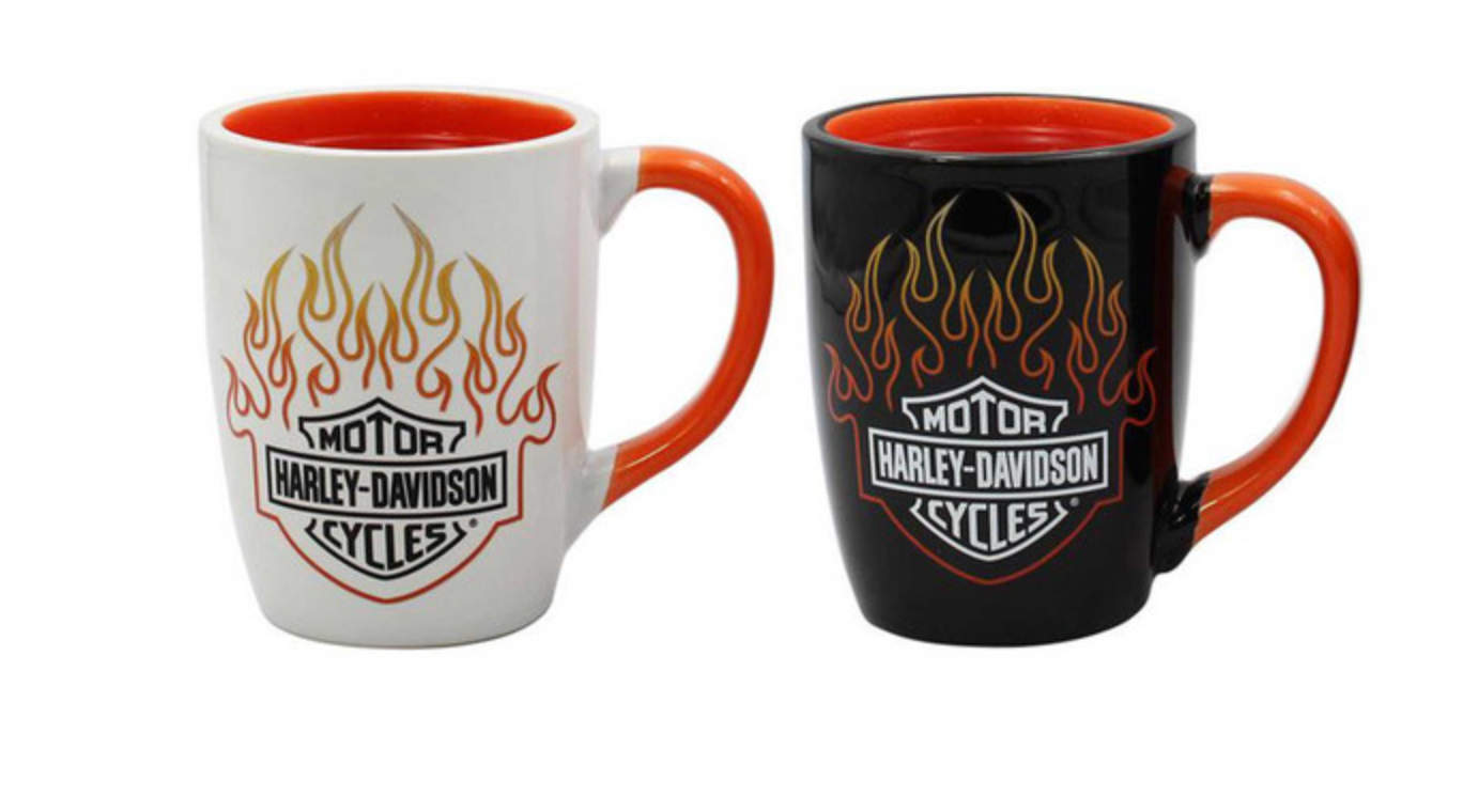 Harley-Davidson® Bar & Shield Flames Ceramic Mug Set - 15 oz.