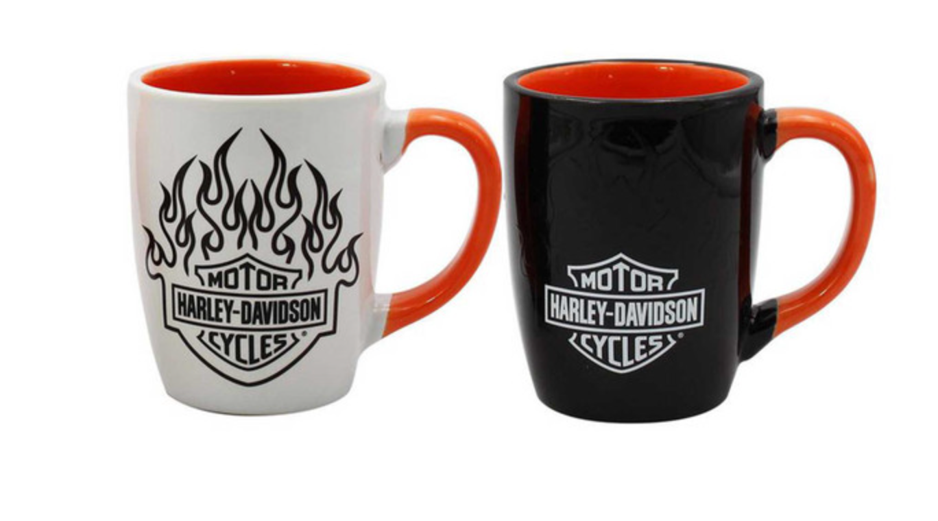 Harley-Davidson® Bar & Shield Flames Ceramic Mug Set - 15 oz.