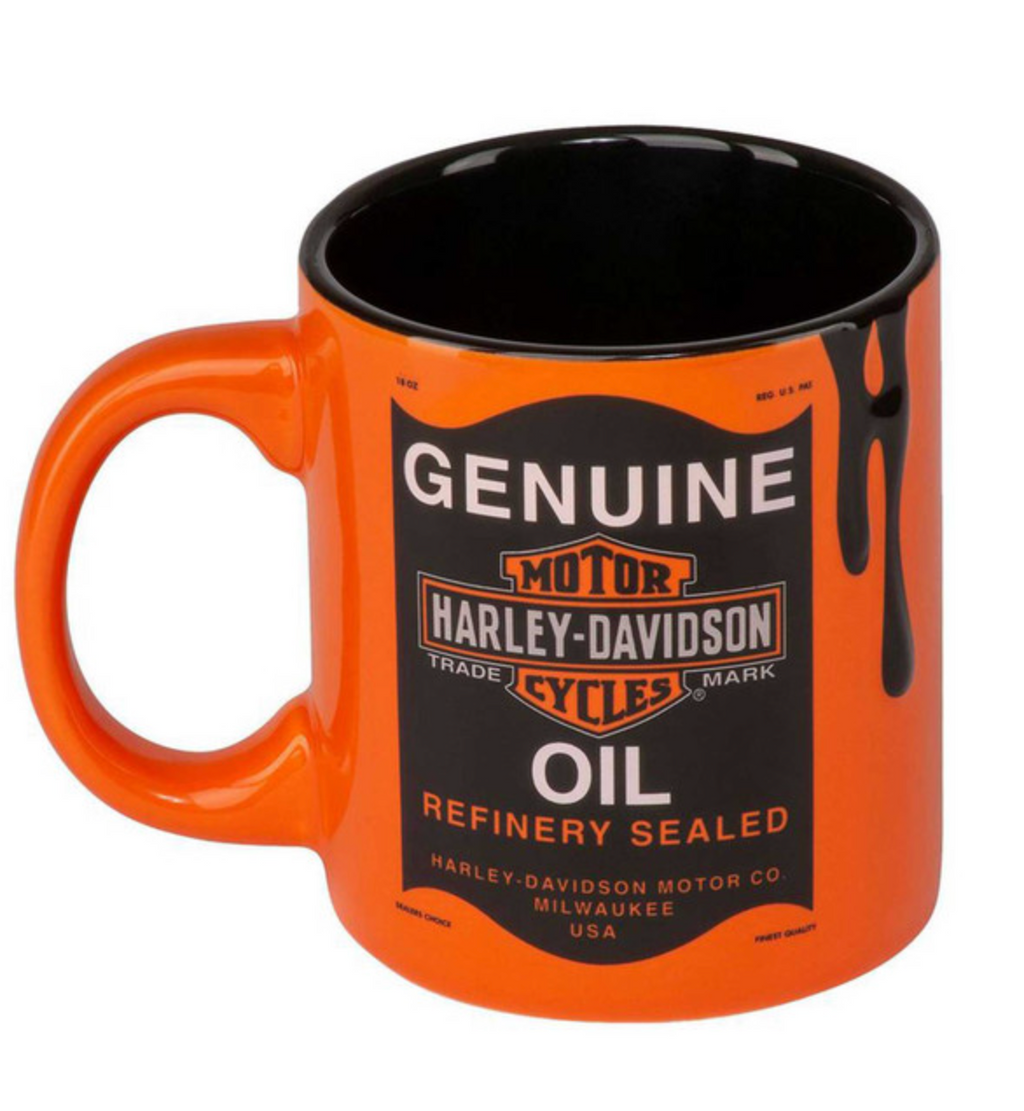 Harley-Davidson® Oil Can Bar & Shield Logo 18 oz. Ceramic Coffee Mug - Orange