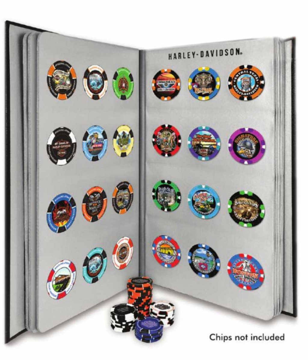 Harley-Davidson® Collector's 96 Ct. Poker Chip Leather Grain Album - Black 6696
