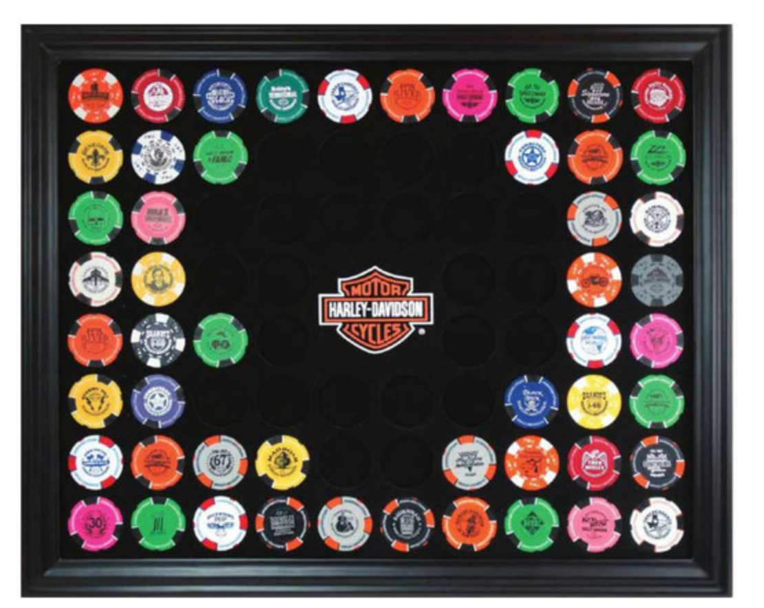 Harley-Davidson® Bar & Shield Chip Collector's Frame, Holds 76 Poker Chips 6976