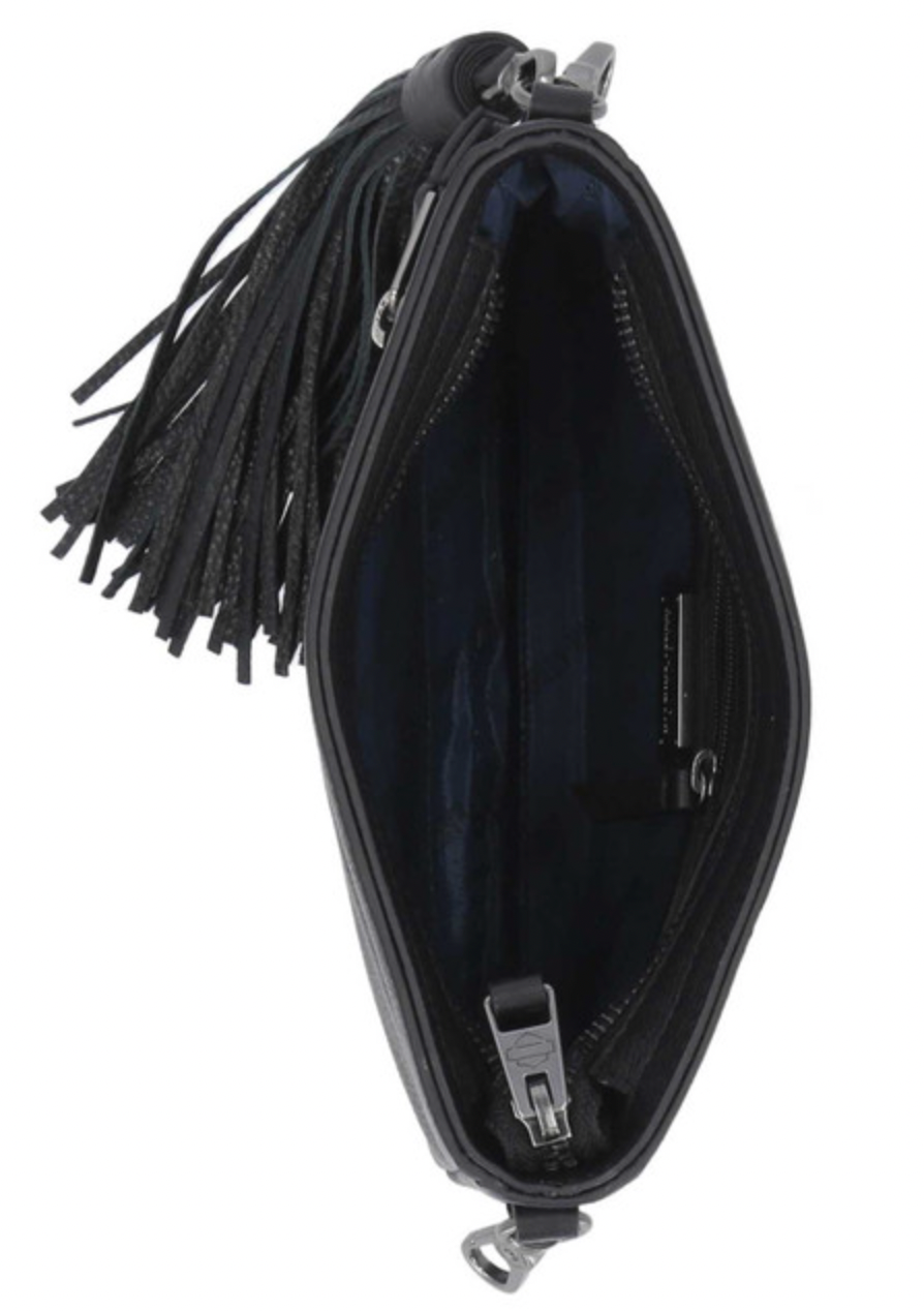 Harley-Davidson® Women's Classic Leather Hip Bag w/ Tassel & Strap - Black