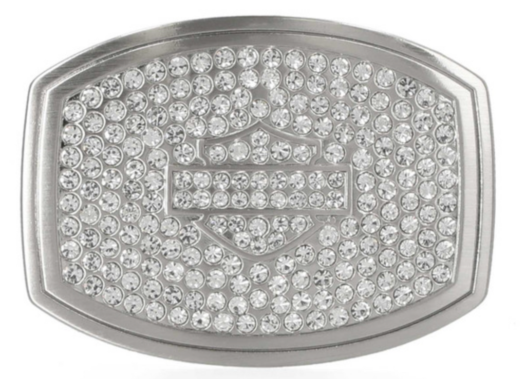 Harley-Davidson® Women's Bar & Shield Embellished Belt Buckle – Brushed Nickle