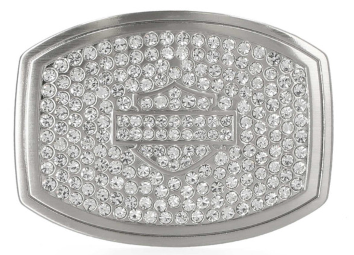 Harley-Davidson® Women's Bar & Shield Embellished Belt Buckle – Brushed Nickle