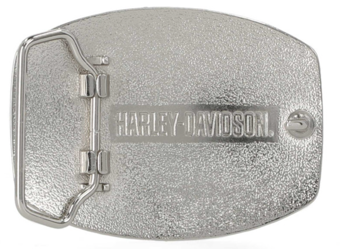 Harley-Davidson® Women's Bar & Shield Embellished Belt Buckle – Brushed Nickle