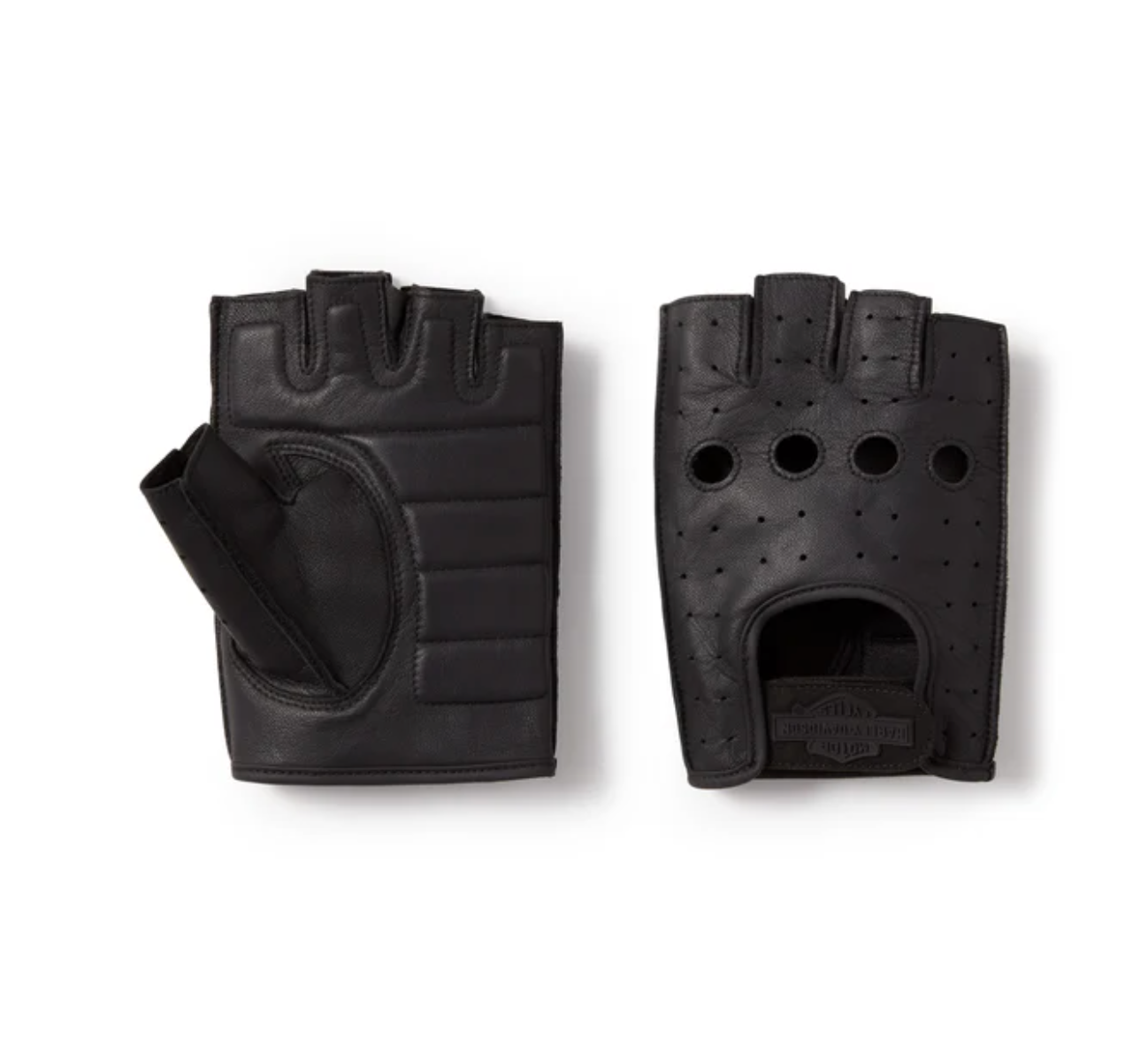 Men's H-D Fingerless Leather Riding Gloves